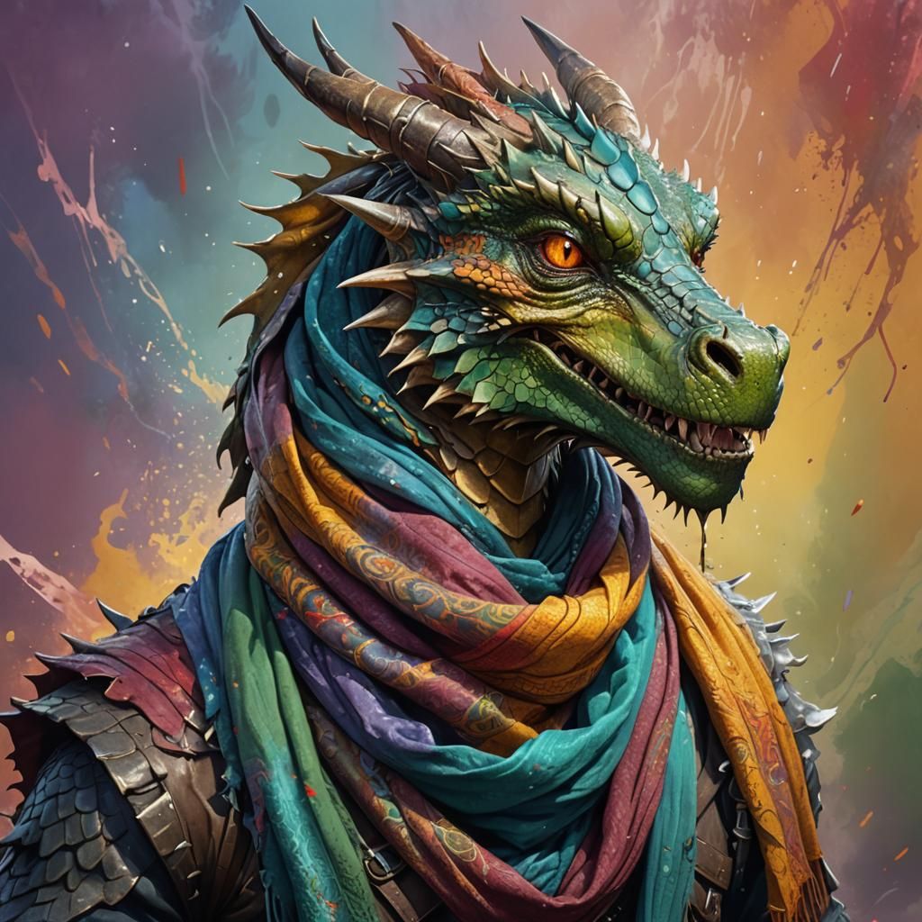 Hyperrealistic Sick Dragon with Scarf