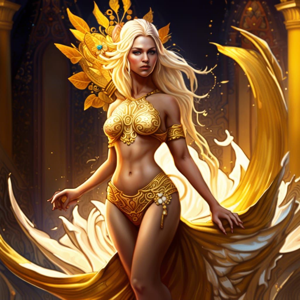 Elegant Golden Goddess Concept Art in 8K