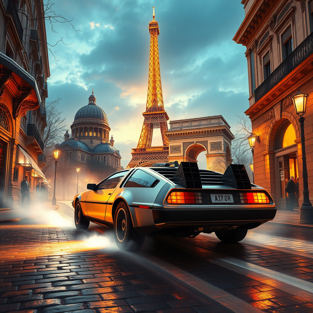 DeLorean in 19th Century Paris: A Digital Art Dream
