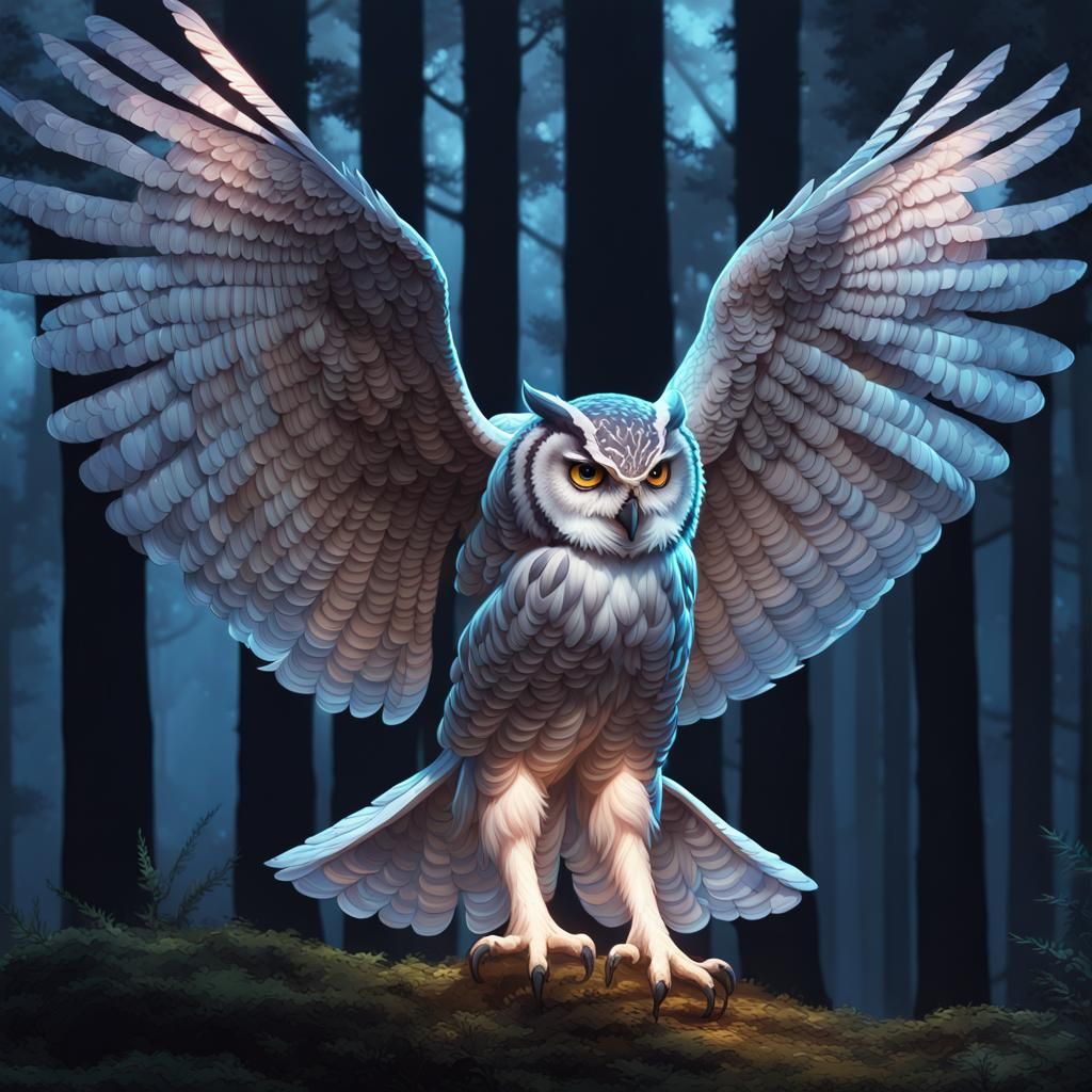 Majestic Owl Portrait in Enchanted Forest