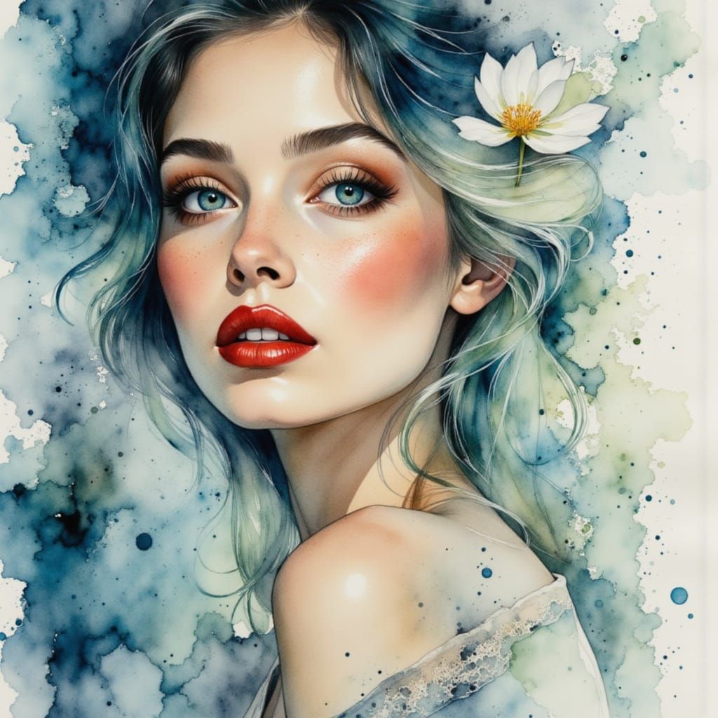 Dreamlike Women Dissolving in Watercolor Light