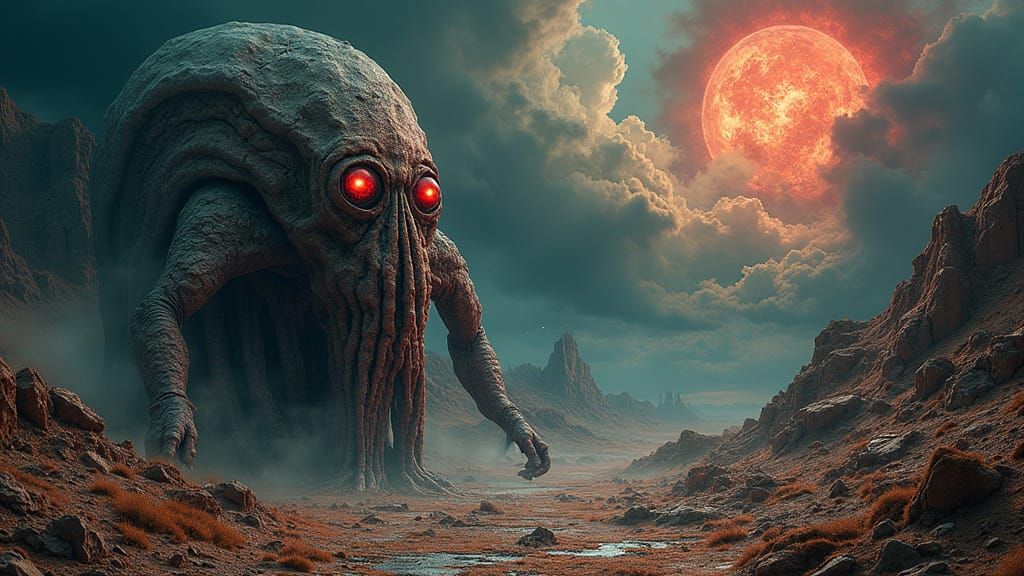 Cthulhu Emerges from Apocalyptic Landscape