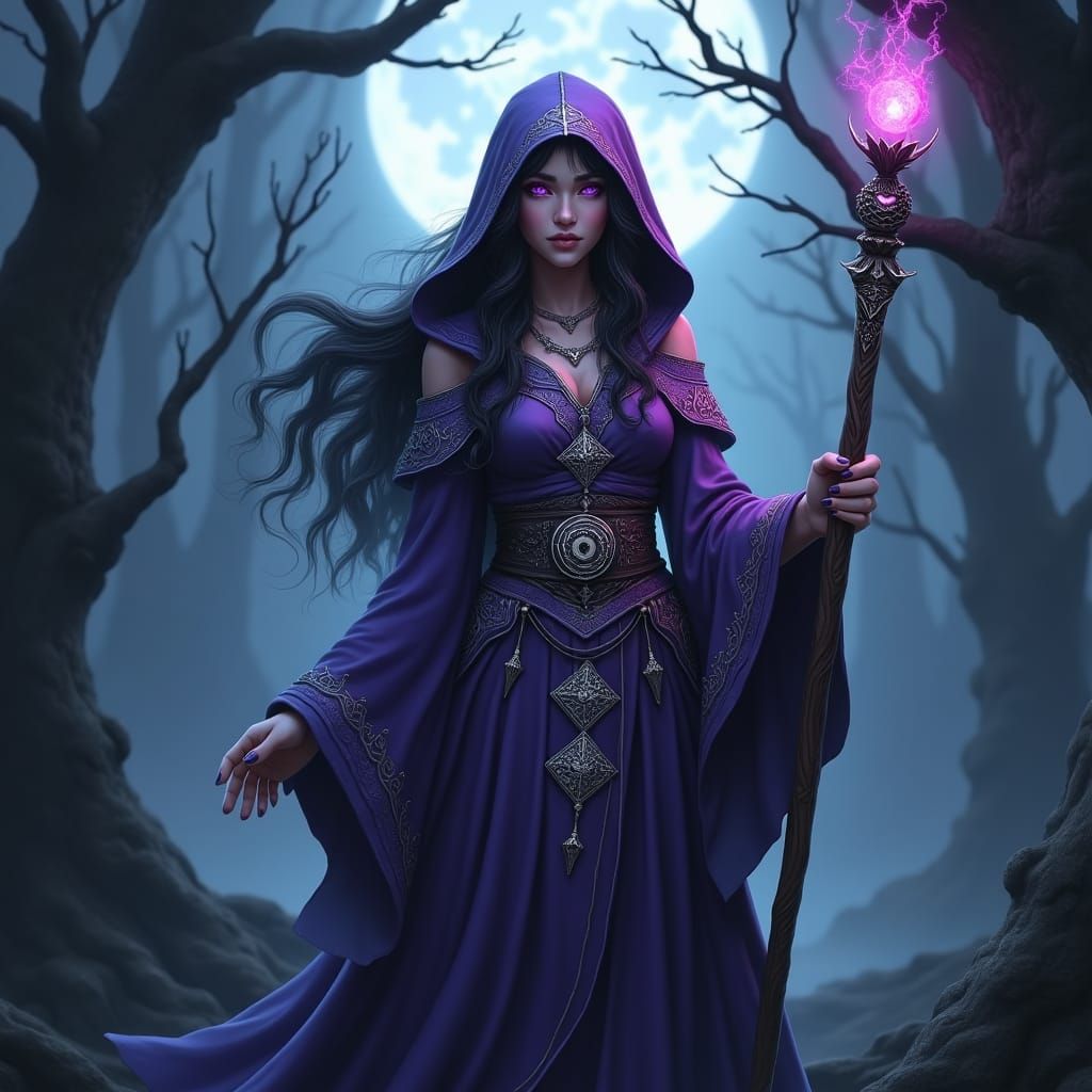 Mystical Witch in Eerie Forest as 3D Anime Art