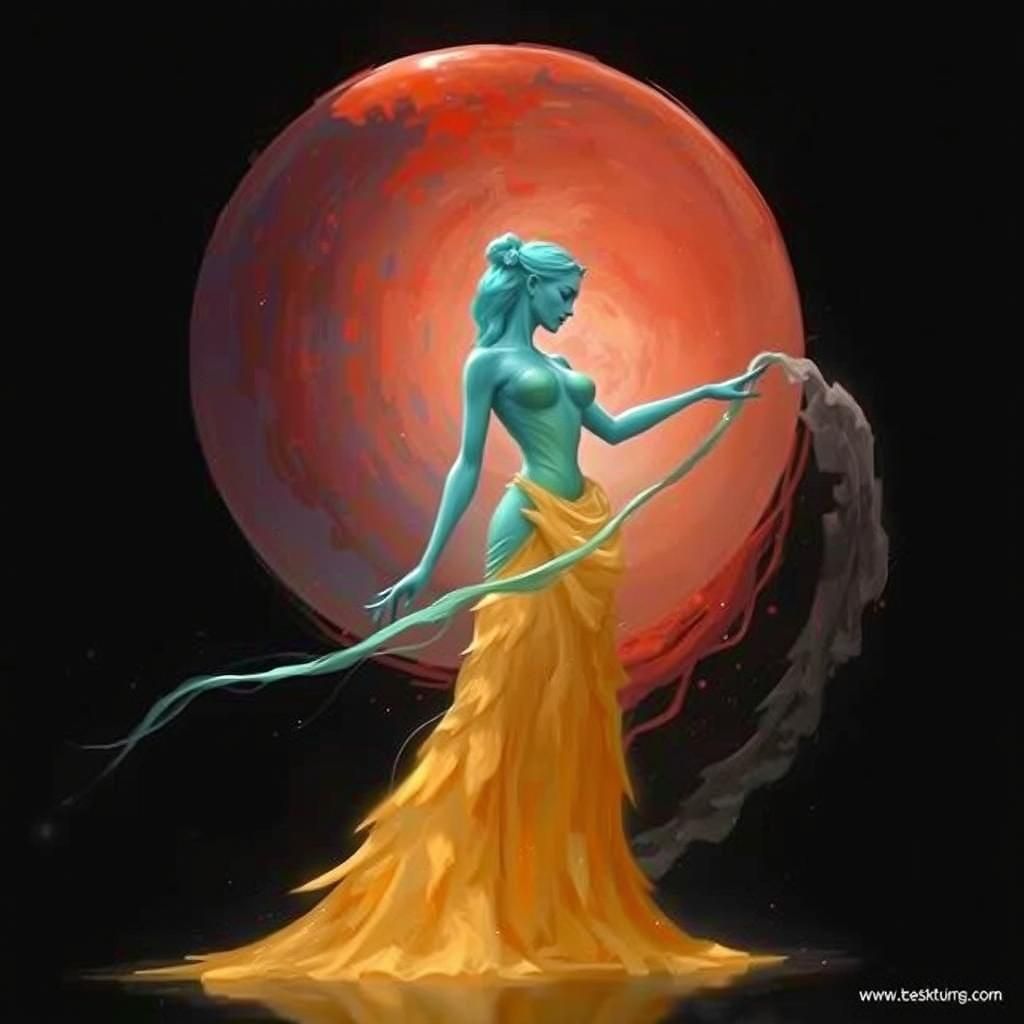 Mystical Figure at Dreamlike Lake in Surreal Oil Painting