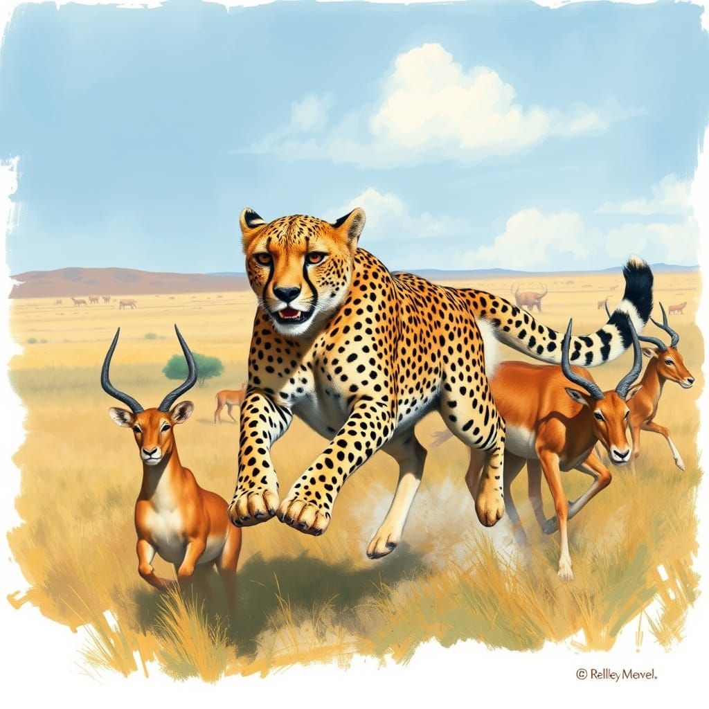 Cheetah Chases Antelope Across Savannah in Dynamic Wildlife ...
