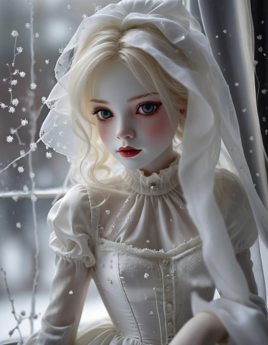 Silk Dollequin at Window in Winter Aesthetic