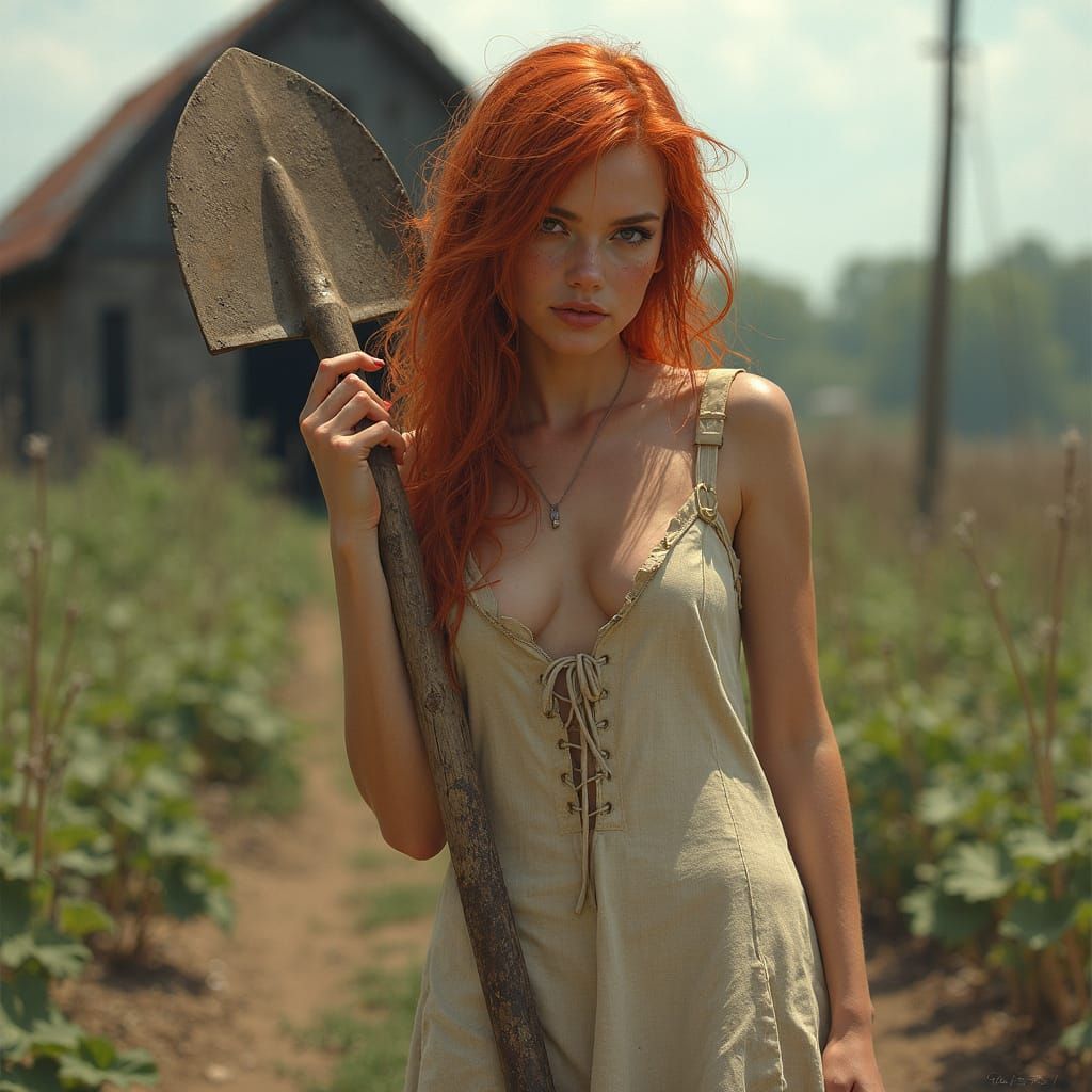 Post-Apocalyptic Farmer in Hyperrealistic Airbrush Style