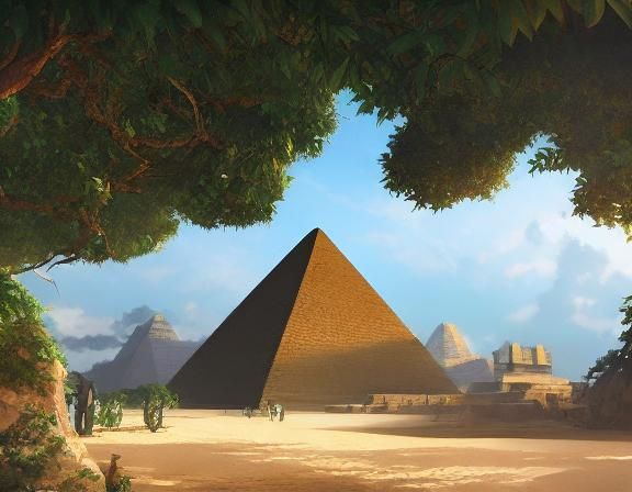 Pyramid and Corridor in Anime Key Visual Style