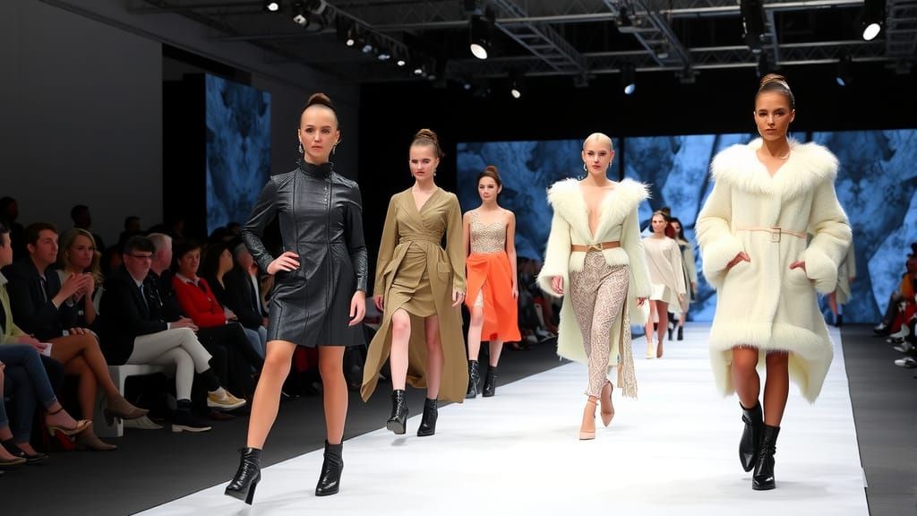 Models showing the lastest Ice Age Fashion Designs on the Designer's Runway