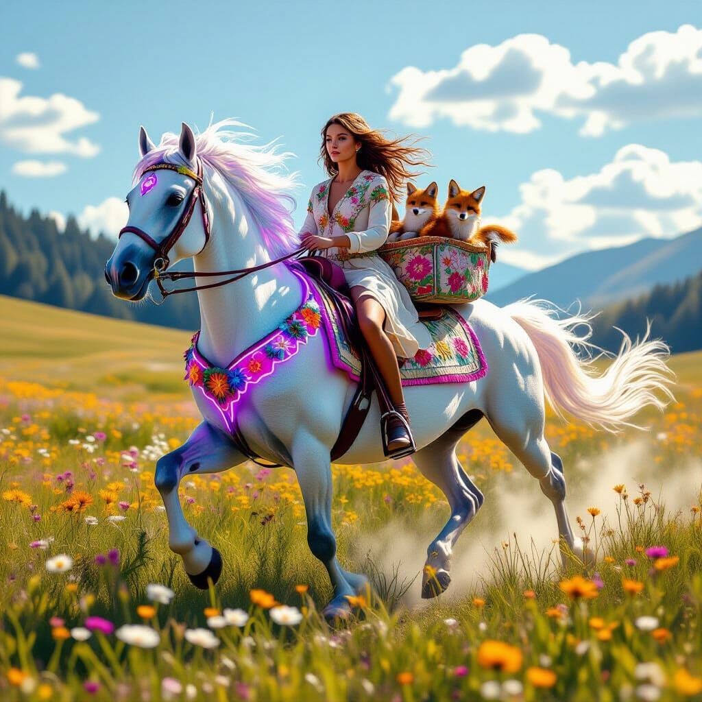 Holographic Horse Gallops with Foxes and Birds