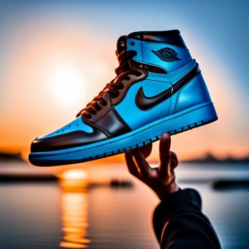 Blue and Black Leather Air Jordan 1 Photo
