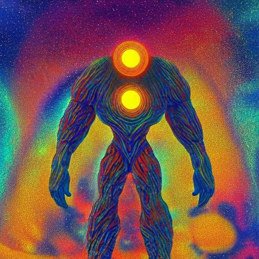 Gigantic Lava Golem in Cosmic Astral Illustration