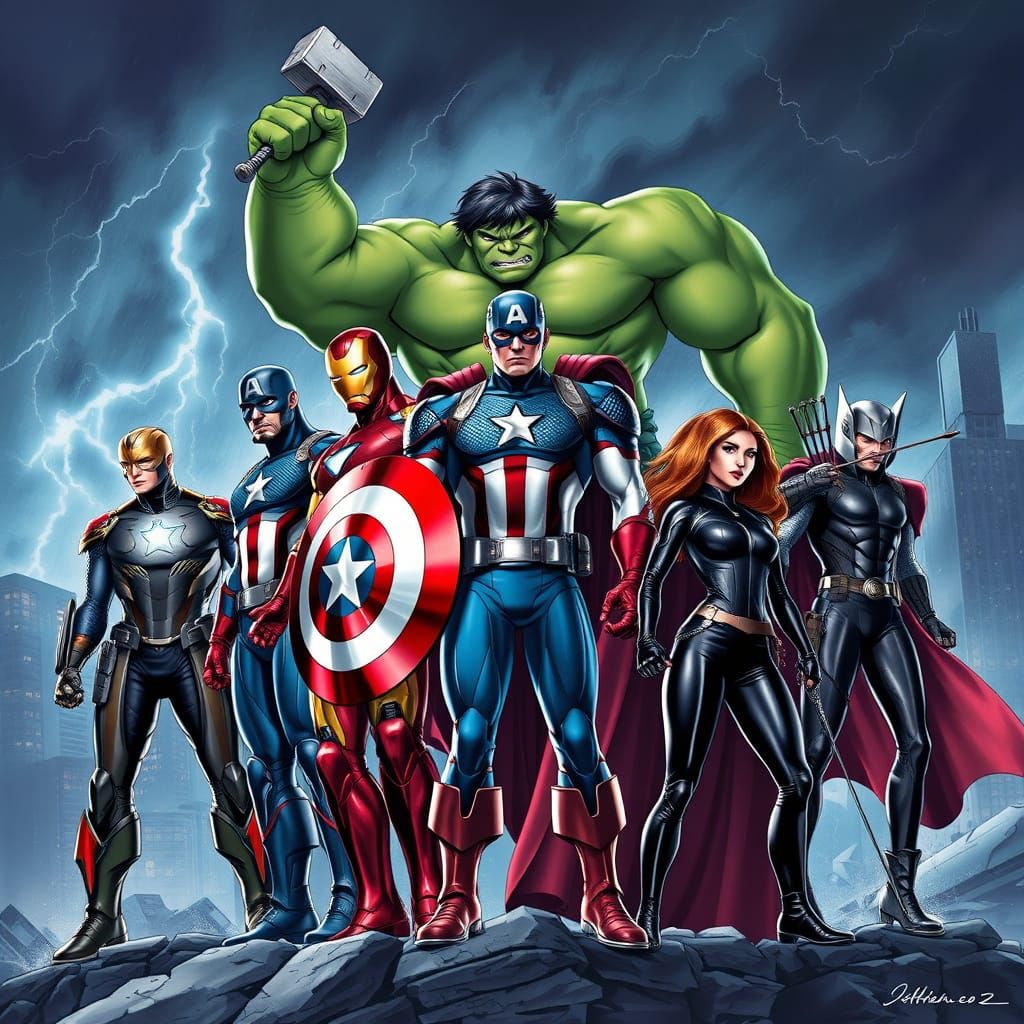 Dynamic Superheroes Unite in Epic Comic Book Art