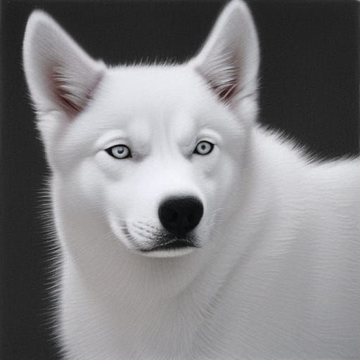 Hyperrealistic Husky Drawing in Escher Style