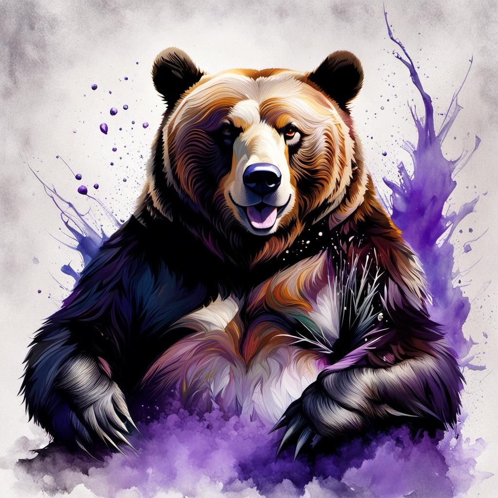 Surprised Obese Bear Portrait in Surreal Style