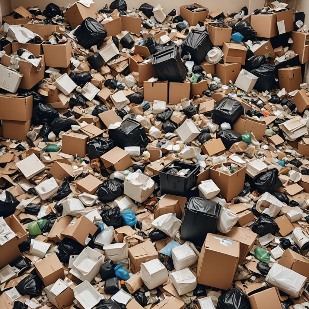 Overwhelmed Room: A Garbage-Filled Interior