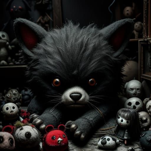 Evil Stuffed Animals Attack in Tim Burton Style
