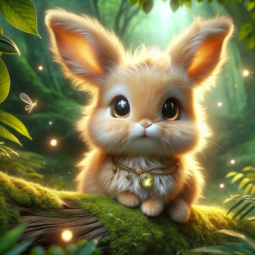 Surreal Wildlife Scene in Mystic Jungle with Adorable Golden...