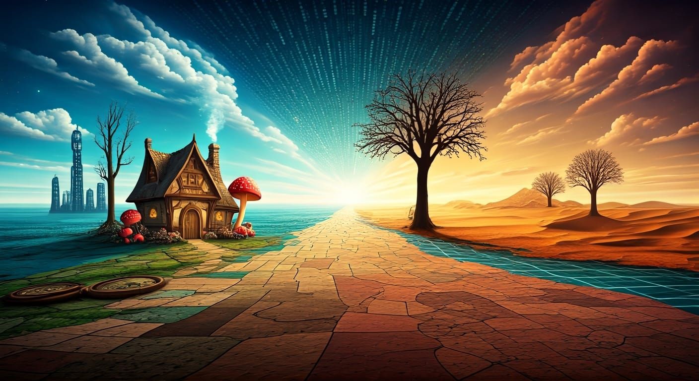 Surreal Landscape with Fragmented Realities as Digital Art