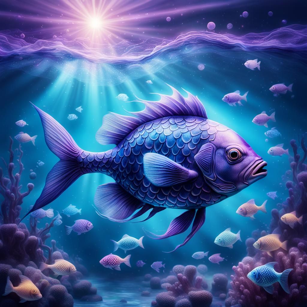 Surreal Zodiac Fish in Dreamy Ocean