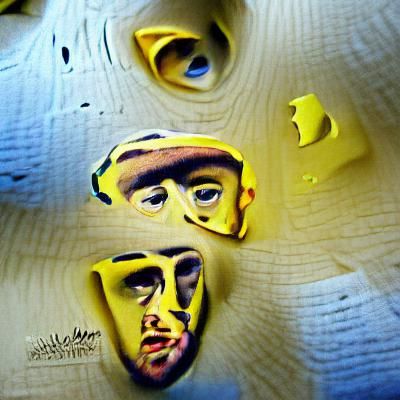 Abstract Yellow Faces Minimalist Portrait