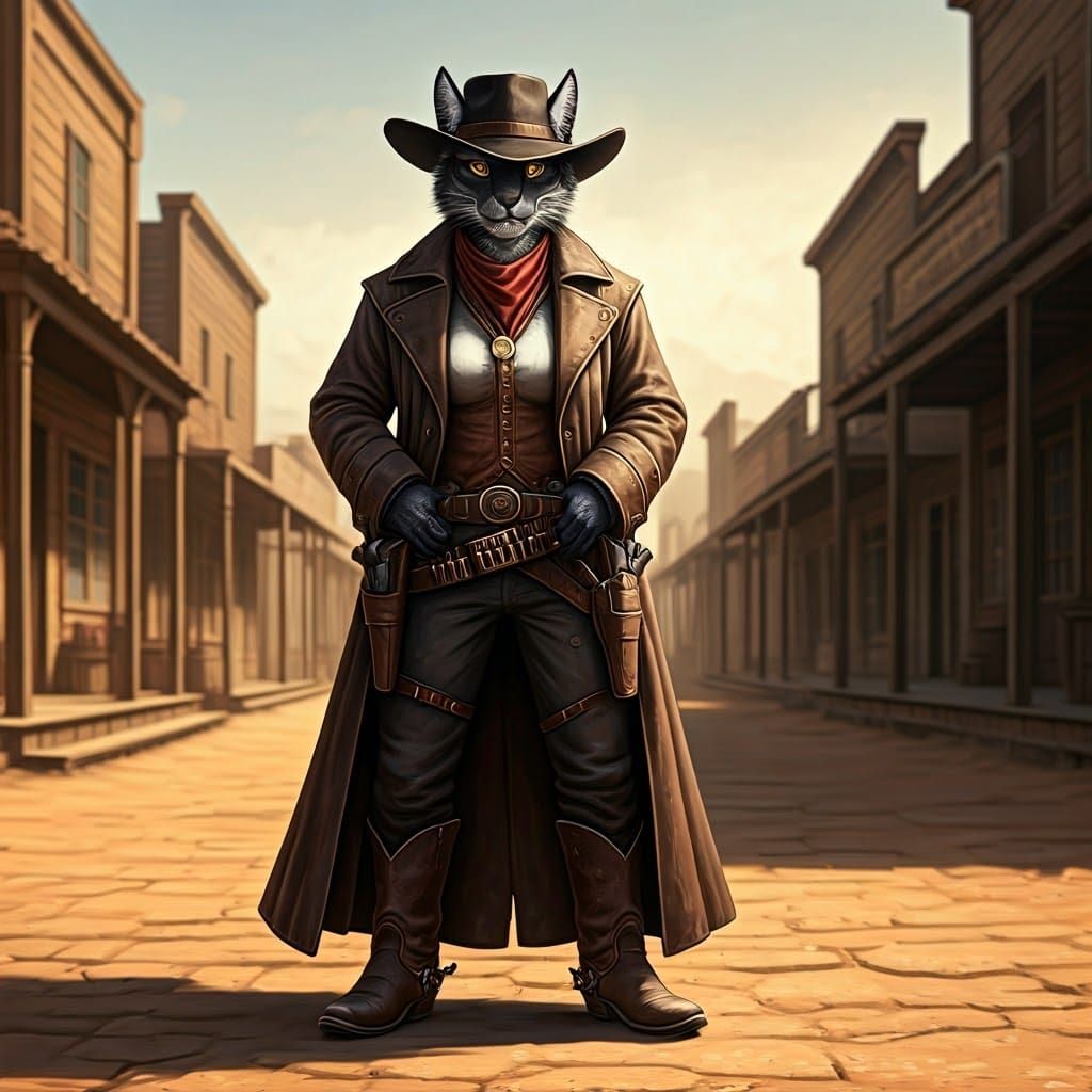 Tabaxi Warrior Sheriff in the Old West