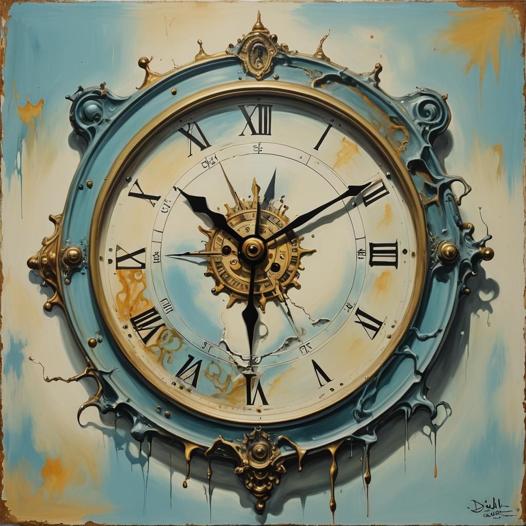 Surreal Melting Clocks in Dali Style