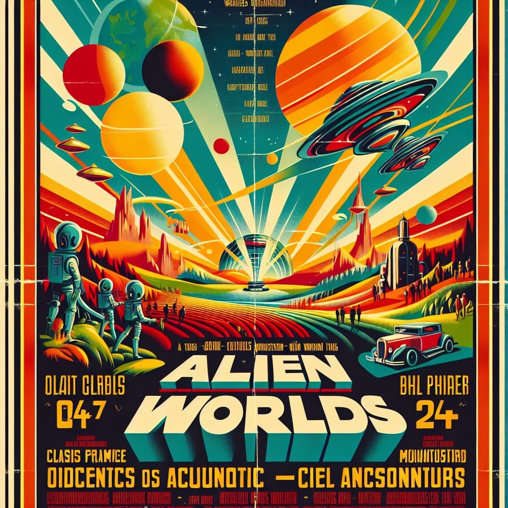 Retro Movie Poster for Alien Worlds Film