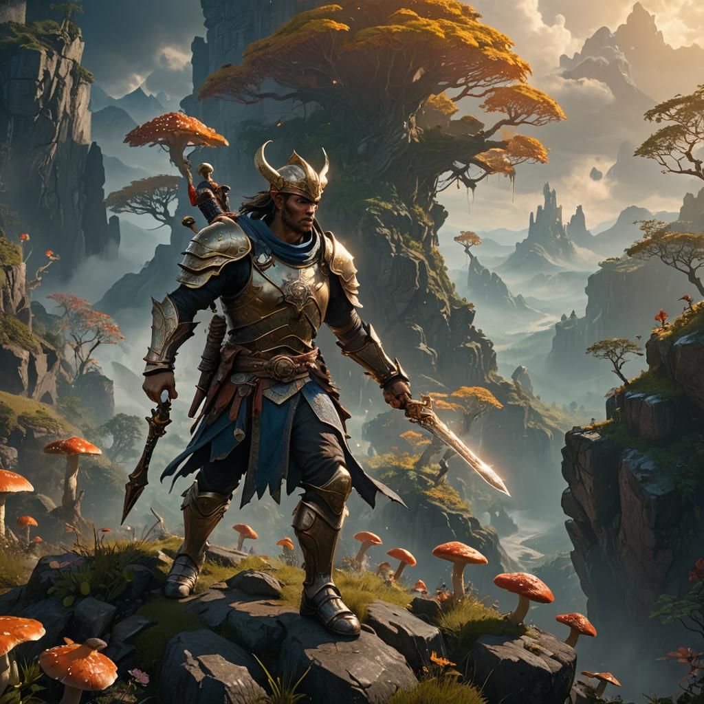 Fantasy Warrior on Mountain in Unreal Engine 5