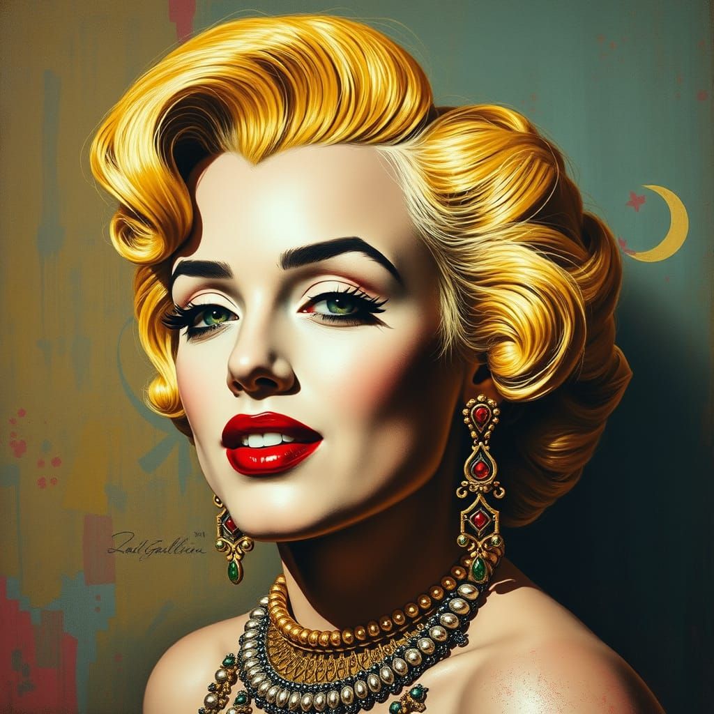 Monroe and Cleopatra Portrait in Pop Surrealist Style