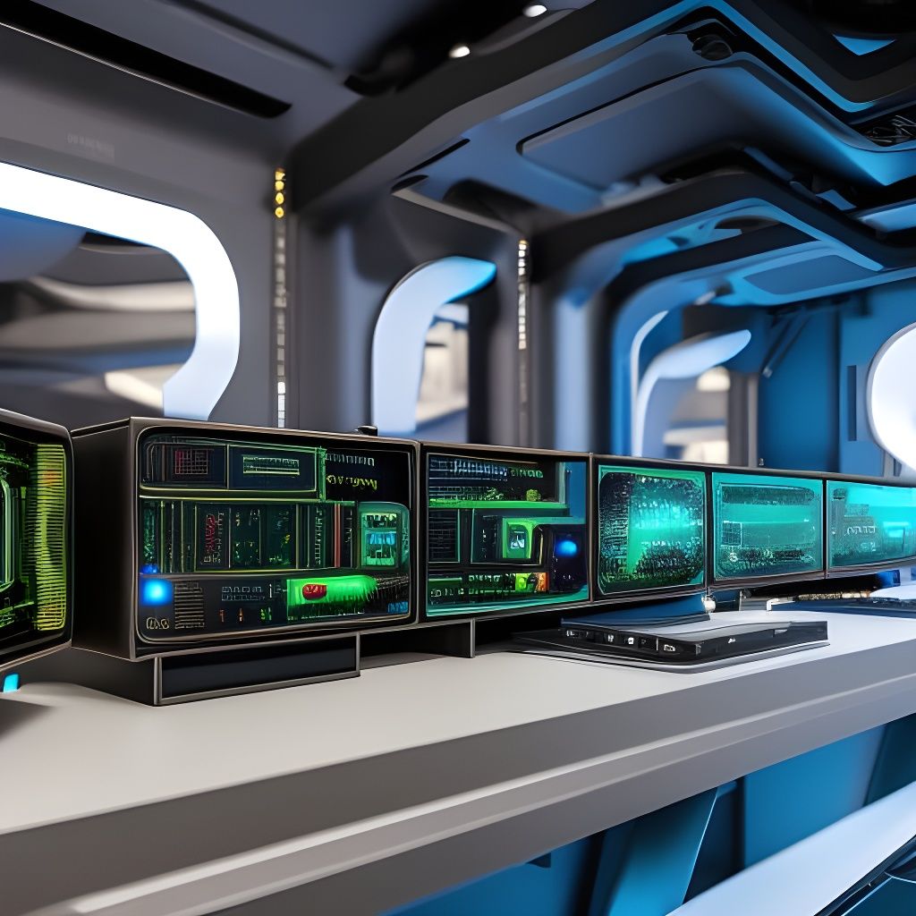 Futuristic Computer Console in Cyberpunk Style