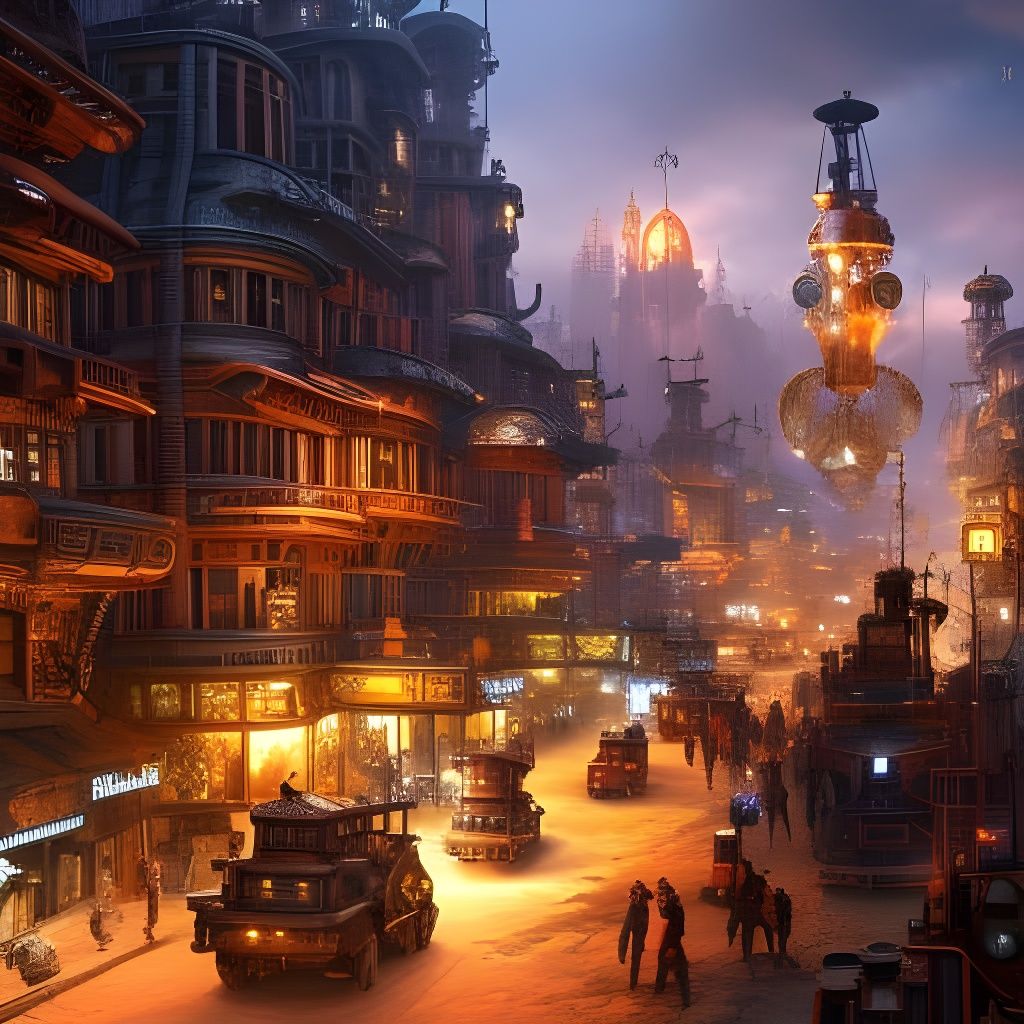 Steampunk City Concept Art in 8K Resolution