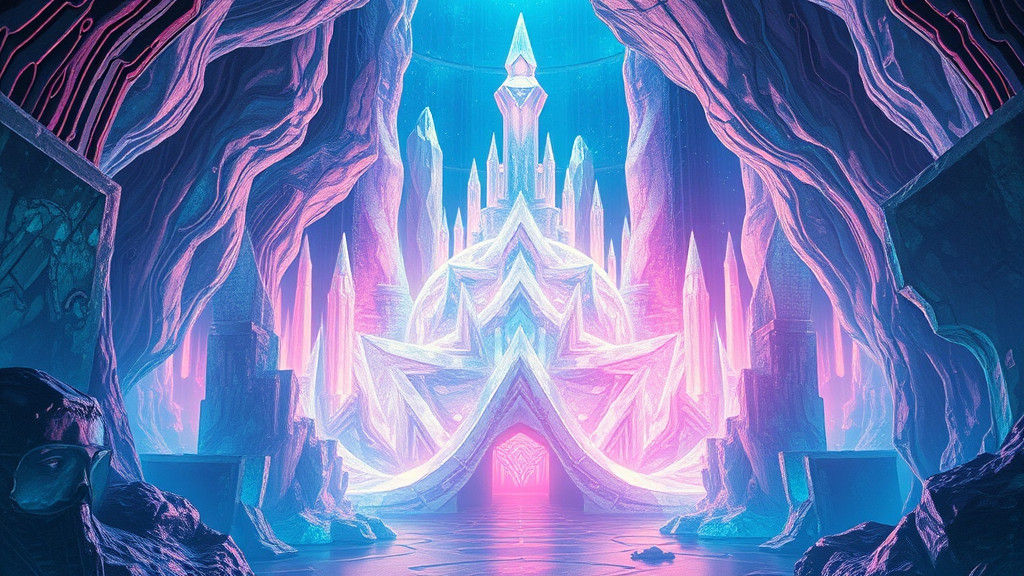 Ethereal Crystalline Structure with Iridescent Aura