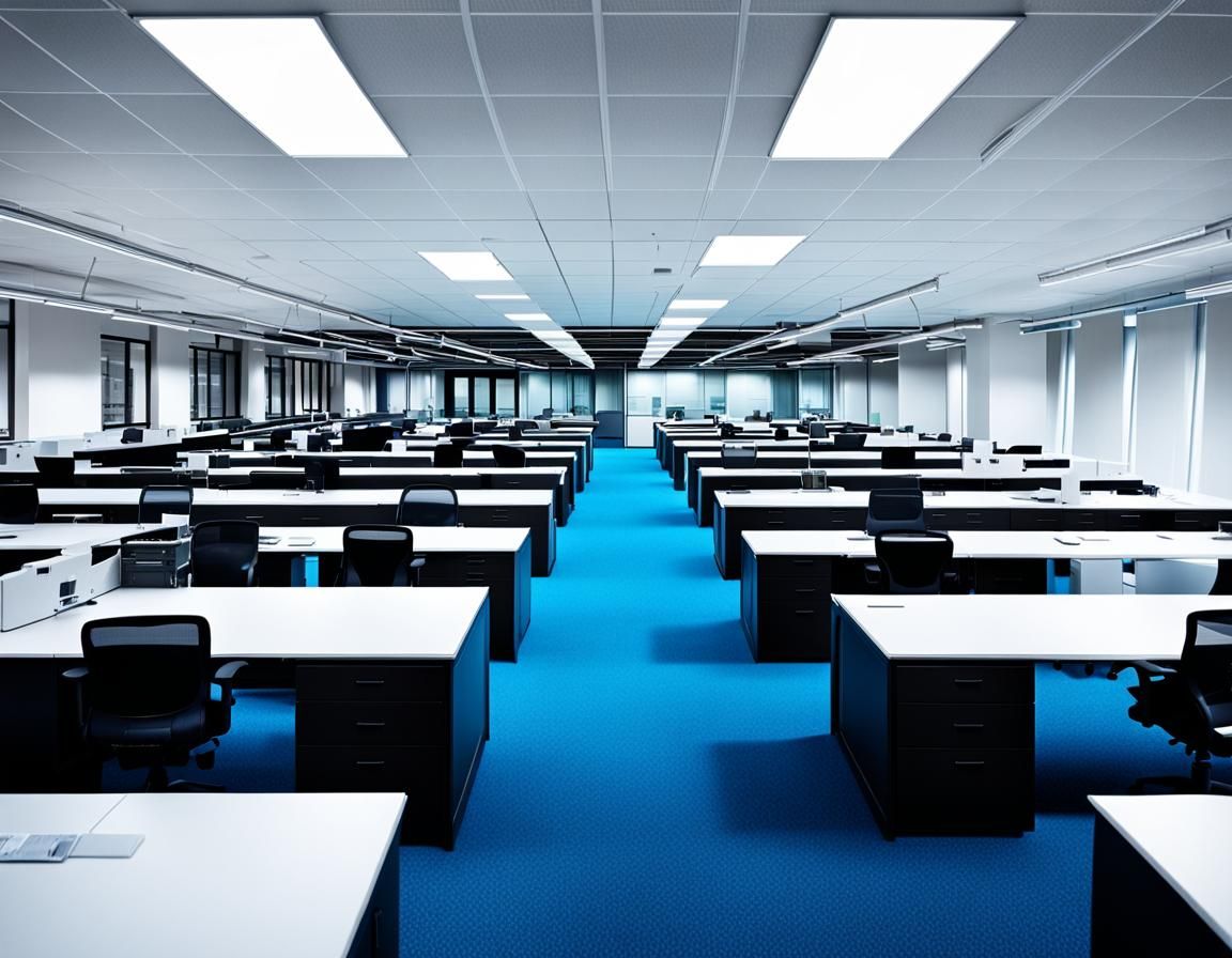Abandoned Office in Dimly Lit Cubicle Maze