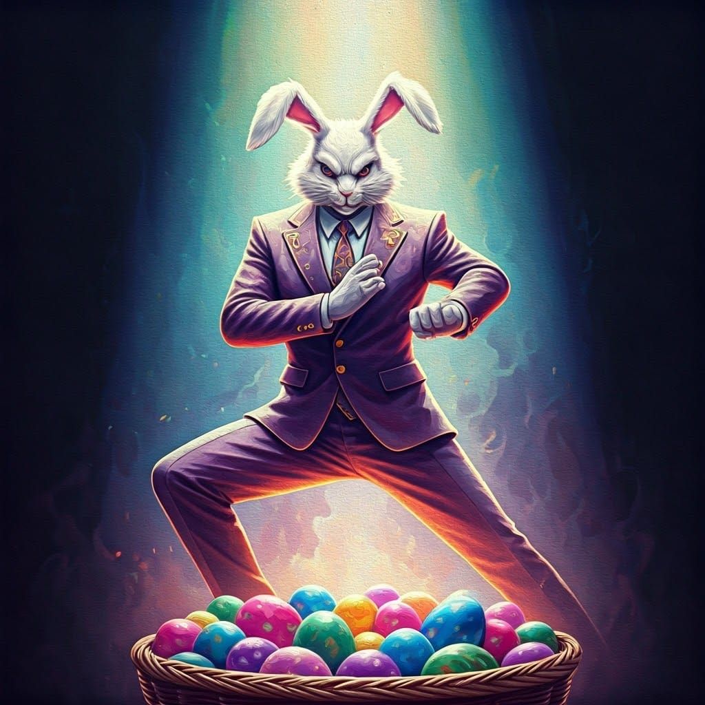 Spooky Easter Bunny Guardian in Elegant Regalia