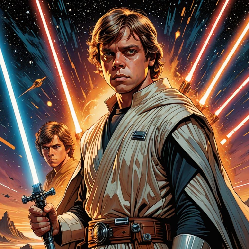 Young Luke Skywalker as a Heroic Figure in a Galactic Settin...