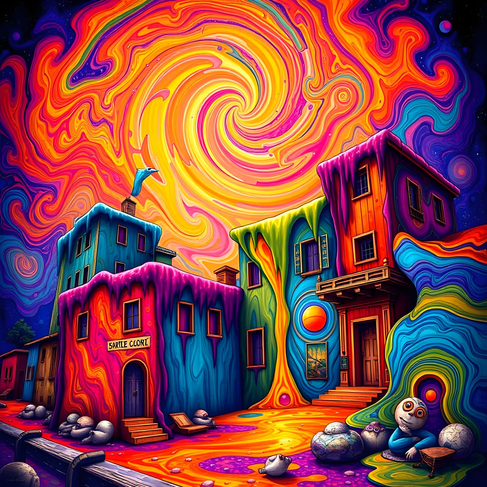 Melting Buildings in Holographic Cosmic Illustration