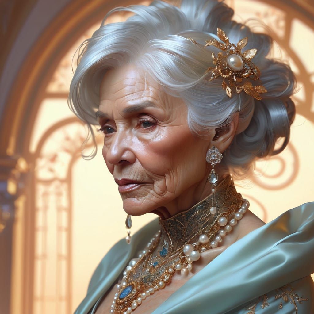 Elegant Aristocratic Matriarch in Golden Light