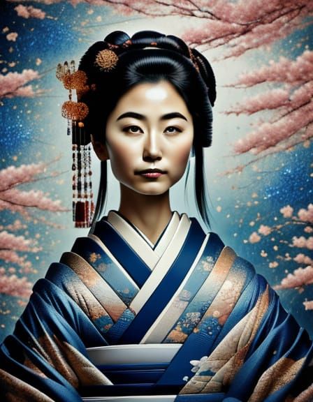 japanese woman with several kimonos in layers