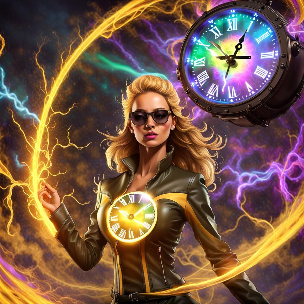 Time Traveler Superhero Summons Electric Power