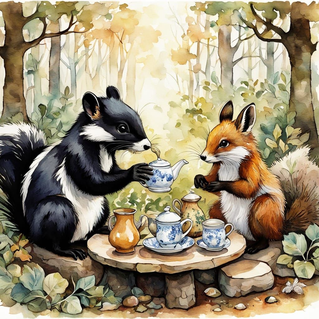 Whimsical Animal Tea Party in Forest Glen