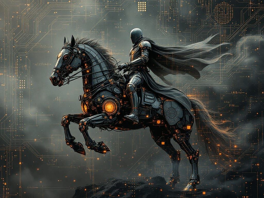 Steampunk Knight Rides Through Fractal Realms