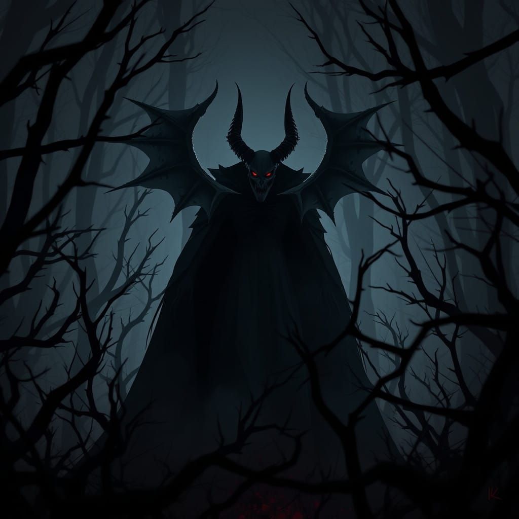 Dark Fantasy Vampire in Black Thorn Forest