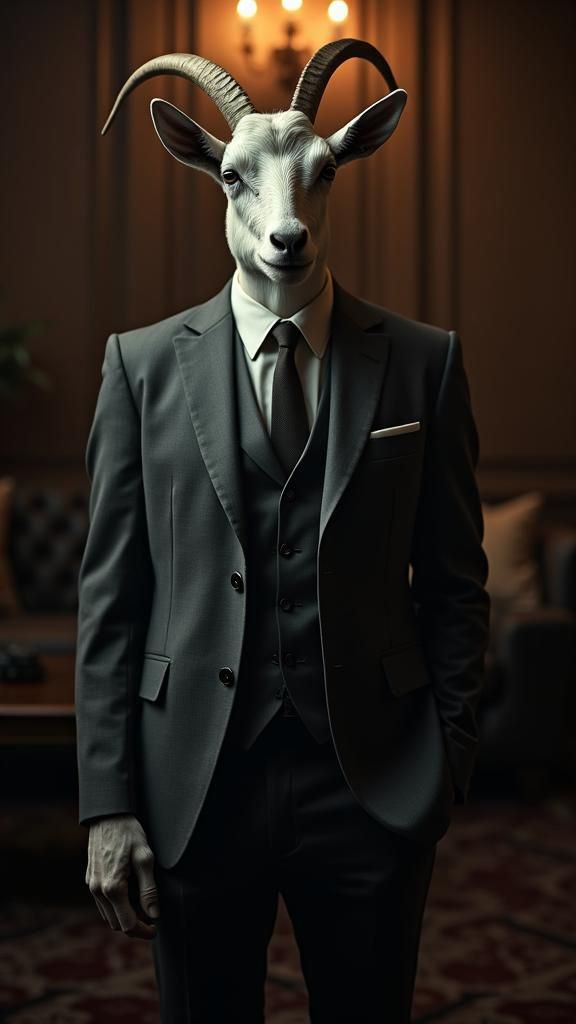 Goat in Suit: A Cinematic Portrait