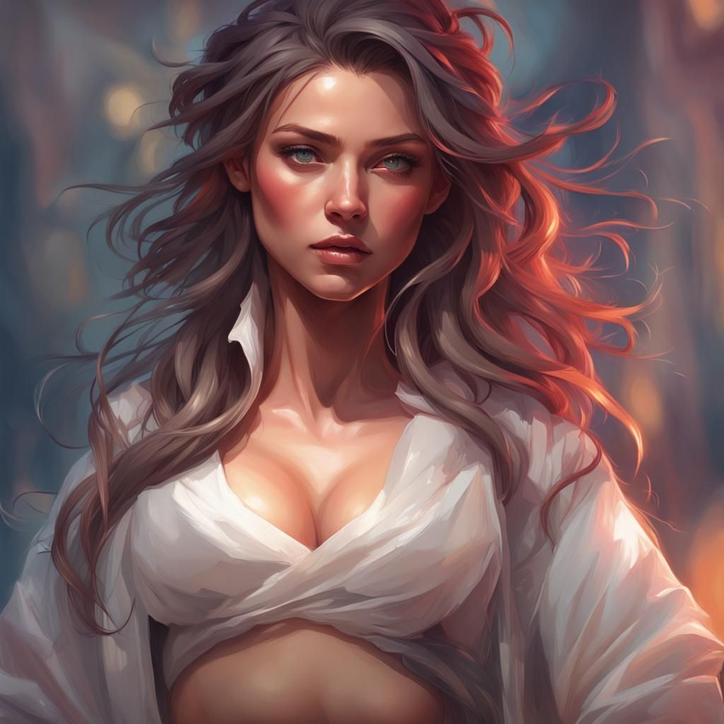 Beautiful Woman Portrait in Hyperdetailed Digital Art