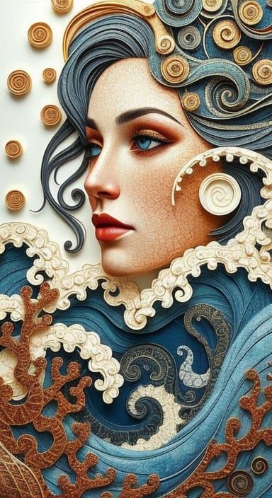 Op-Art Portrait with Quilling and Zentangle Details