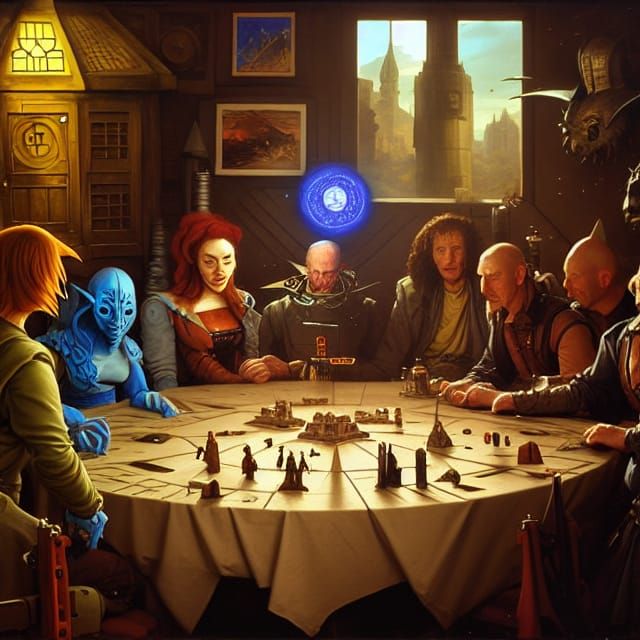 Sci-Fi RPG Dice with Art Nouveau Elements