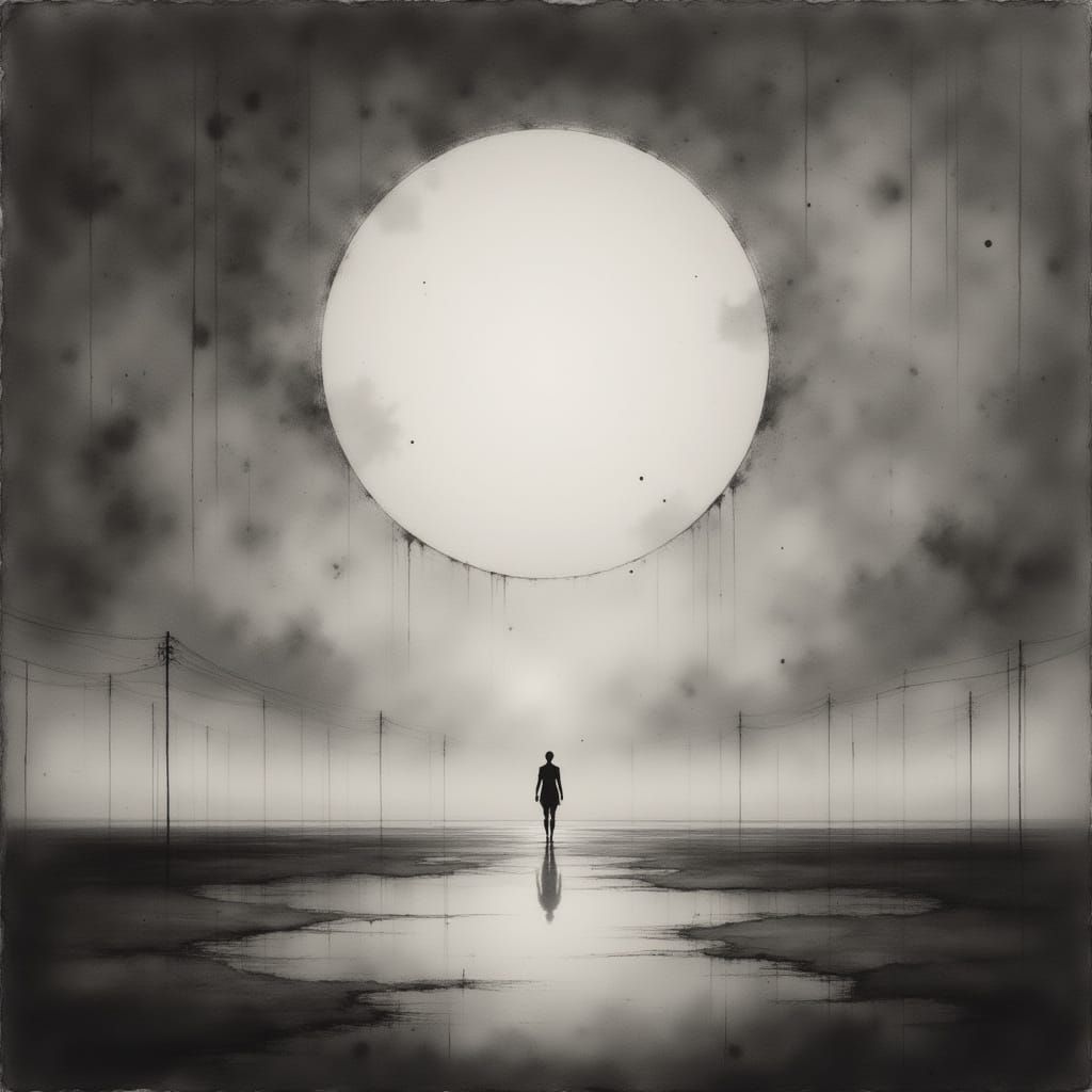 Monochromatic Void: Abstract Surrealist Stillness