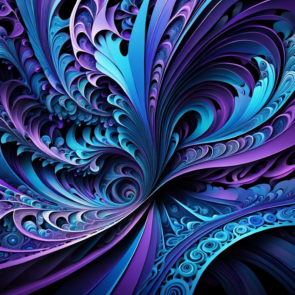 Ethereal Fractal Vortex in Vibrant, Glowing Hues