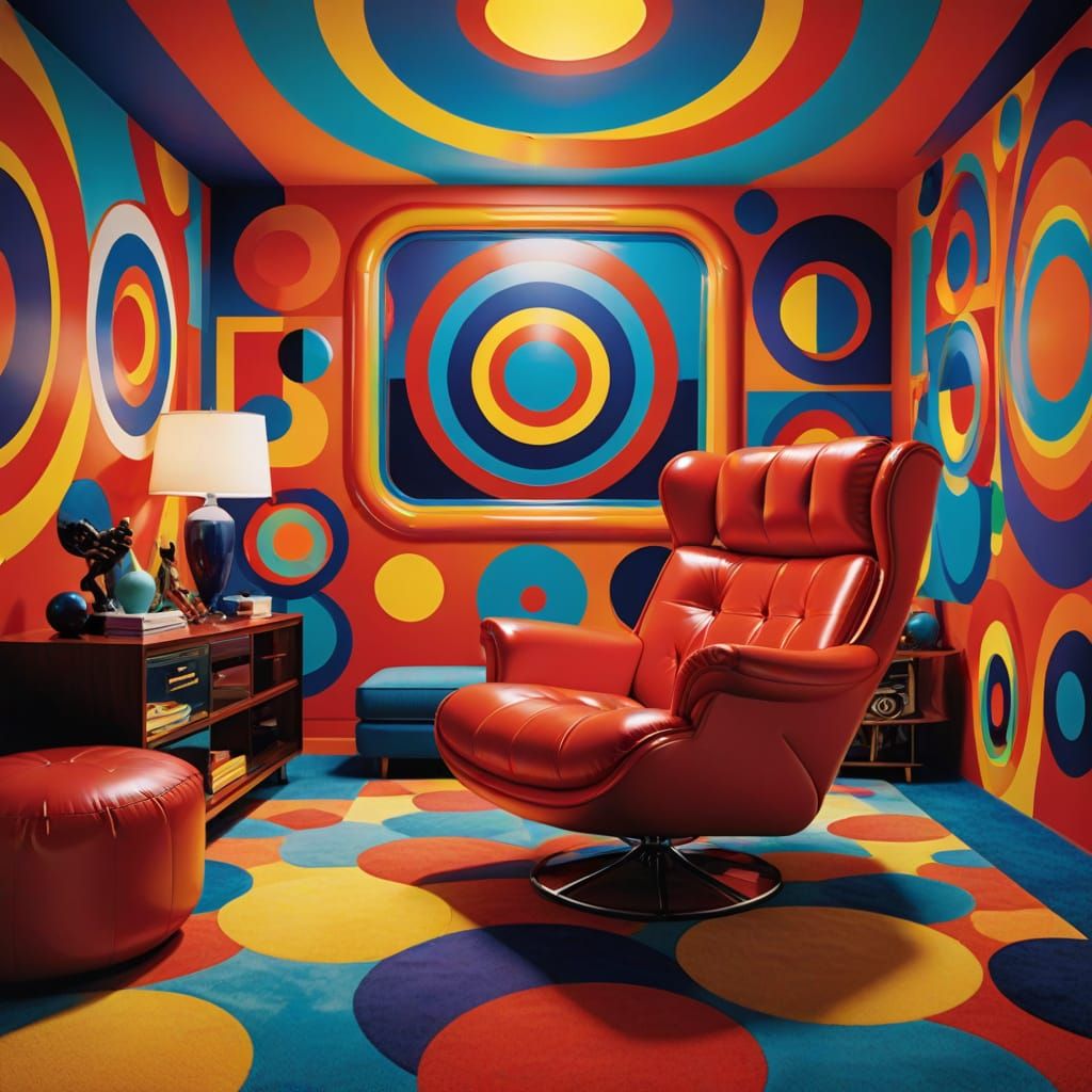 Retro Futuristic Armchair in a Psychedelic Living Room